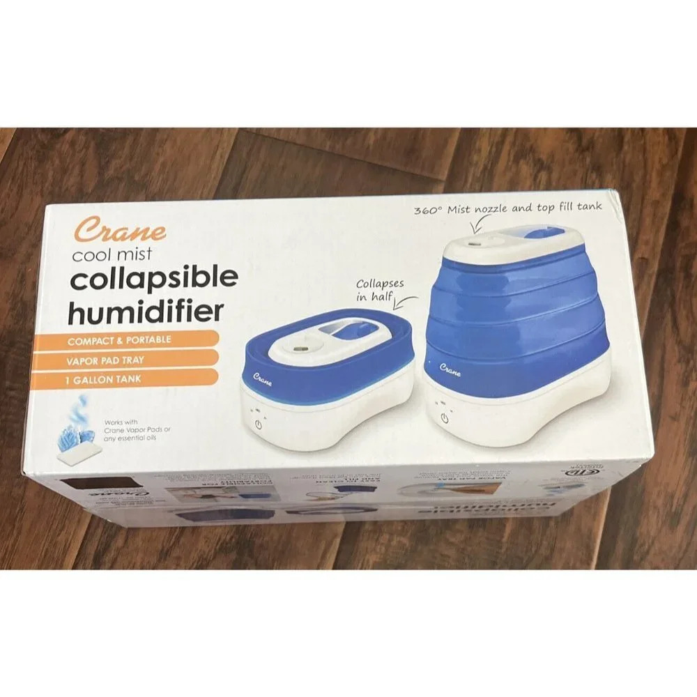 Crane Collapsible Cool Mist Humidifier for Bedroom and Office, 1 Gallon Portable